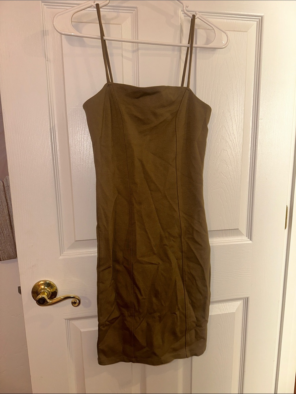 Women's Olive Green Spaghetti Strap  Dress